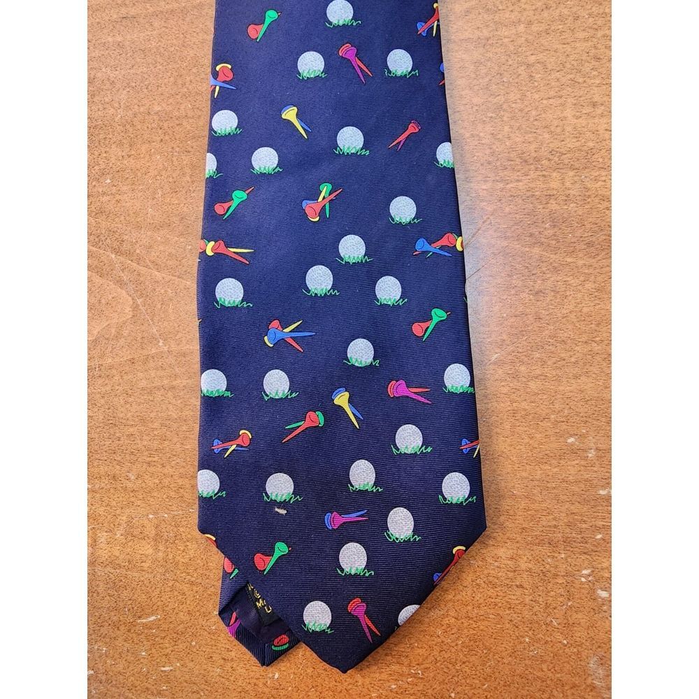 ALYNN 100% Silk Tie Golfing Medley Mark Fore Strike Golf Mens‎ Necktie Neckwear